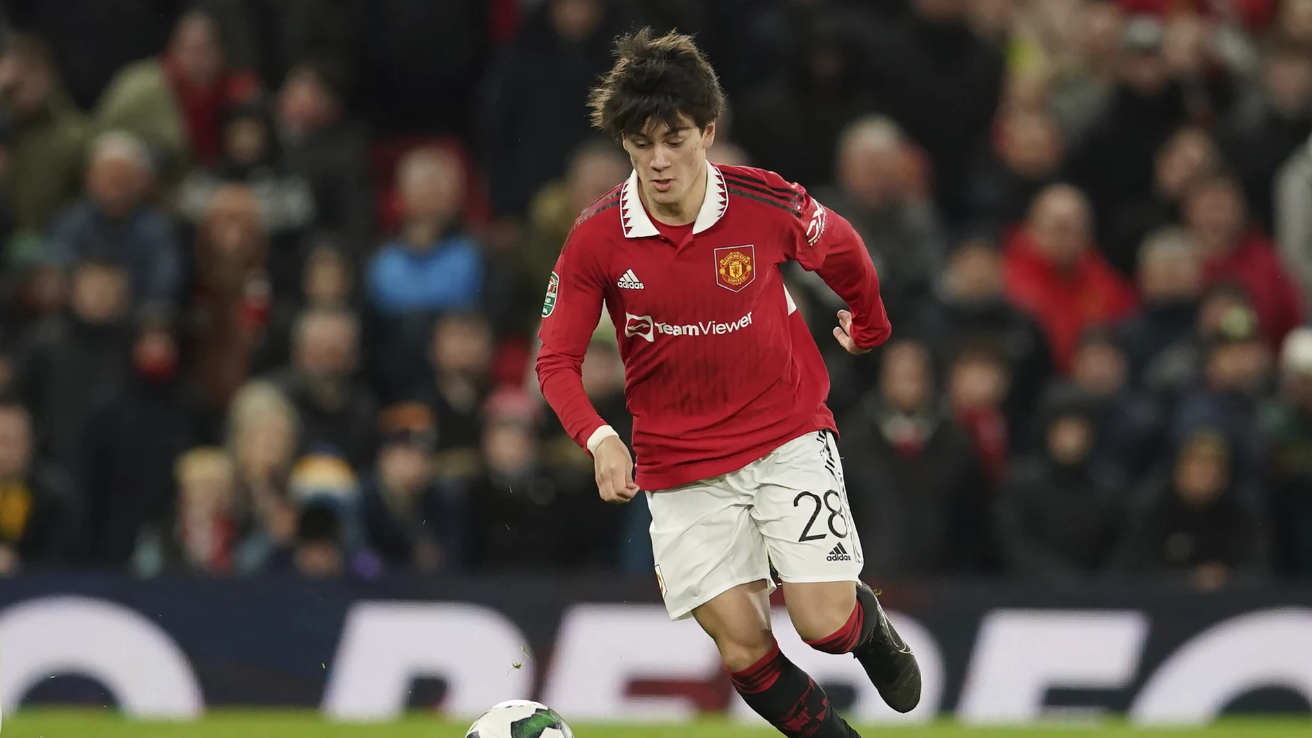 Facundo Pellistri con el Manchester United.