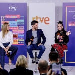(I-D) La directora de comunicación de TVE, María Eizaguirre; la cantante Mónica Naranjo; el presentador Rodrigo Vázquez, y la presentadora del programa Gen, Inés Hernand, intervienen en la presentación de la segunda edición del Benidorm Fest 2023, en Torrespaña, a 11 de enero de 2023, en Madrid (España). La segunda edición del Benidorm Fest 2023 celebra sus semifinales los días 31 de enero y 2 de febrero, y su gran final el 4 de febrero de 2023. Dieciocho serán los artistas que participarán en la preselección española para Eurovisión.11 ENERO 2023;MADRID;BENIDORM FEST;2023;SEGUNDA EDICIÓNCarlos Luján / Europa Press11/01/2023