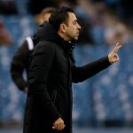El entrenador del FC Barcelona Xavi Hernández en el partido de semifinales de la Supercopa de España que enfrenta al Real Betis y al FC Barcelona y que se disputa este jueves en el Estadio Internacional Rey Fahd, en Riad, Arabia Saudí