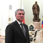 El presidente de la Duma rusa, Vyacheslav Volodin, en un encuentro con Vladimir Putin