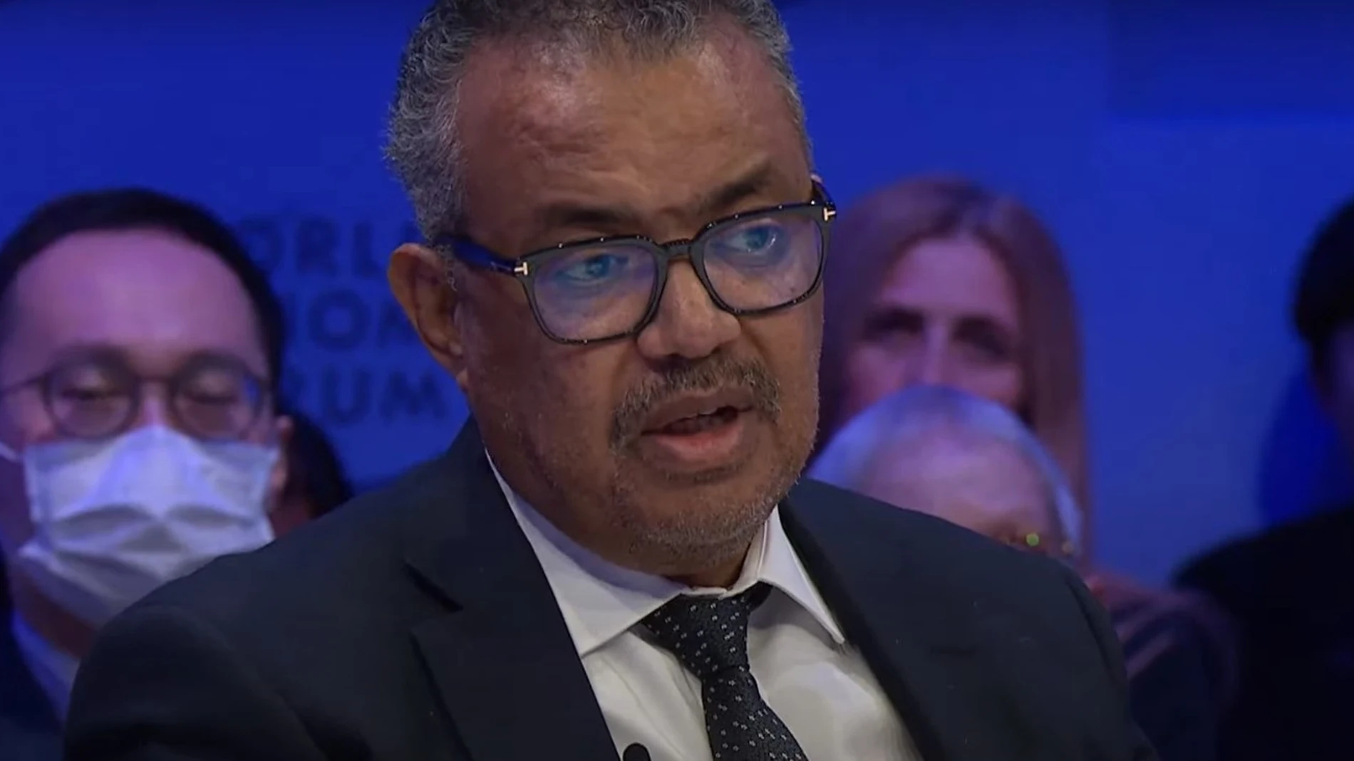 El director general de la Organización Mundial de la Salud (OMS), Tedros Adhanom Ghebreyesus, en el Foro Económico Mundial de Davos (Suiza)