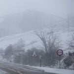 Temporal de nieve en el puerto de Pajares (León)