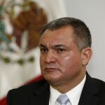 El entonces secretario de Seguridad Pública de México, Genaro García Luna, asiste a una rueda de prensa en 2010