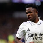 Vinicius Junior, durante el derbi entre el Real Madrid y el Atlético