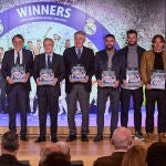 Florentino Pérez, presidente del Real Madrid, y José Creuheras, presidente del Grupo Planeta y Atresmedia, en la presentación del libro “La Decimocuarta. La Champions de las remontadas”.