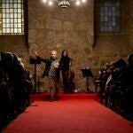 José Sacristán leyó "Viejas historias de Castilla la Vieja", de Miguel Delibes, junto a Aurora Martínez (violonchelo), en el Monasterio de Yuso (San Millán de la Cogolla)