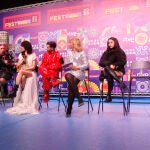 Los cantantes Megara, Alice Wonder, Agoney y Fusa Nocta, son los primeros finalistas del Benidorm Fest 2023 que se ha celebrado hoy martes en la localidad alicantina. EFE/Morell.
