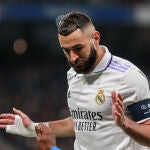 Benzema, en un partido con el Real Madrid esta temporada