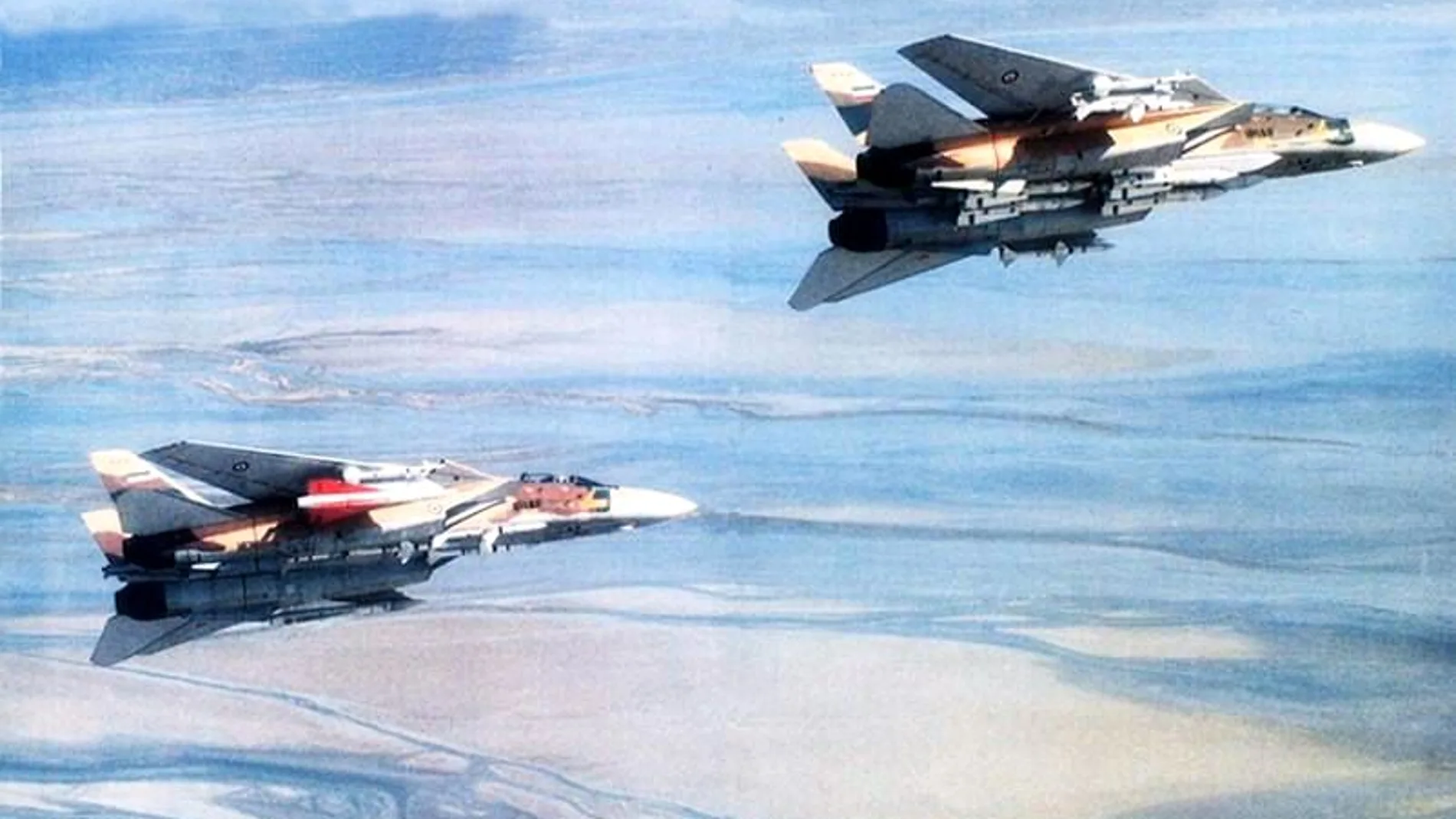 Dos Cazas F-14A Tomcat de la Fuerza Aérea de Irán armados con múltiples misiles
