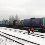 Railway tankers carry oil products in Russia 