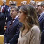 Alberto Núñez Feijóo e Irene Montero durante la sesión de control al Gobierno en el Senado.