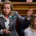 Nadia Calviño, Vicepresidenta primera y ministra de Asuntos Económicos y Transformación Digital durante la sesión de control al gobierno hoy en el Congreso de los Diputados.