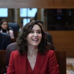 MADRID.-Ayuso contesta a Podemos que "la verdadera carga que llevarán en su mochila" es la reducción de condenas a violadores