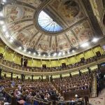 Plano general del Congreso de los Diputados durante la intervencion de Pedro Sanchez, durante el Debate sobre el Estado de la Nación
