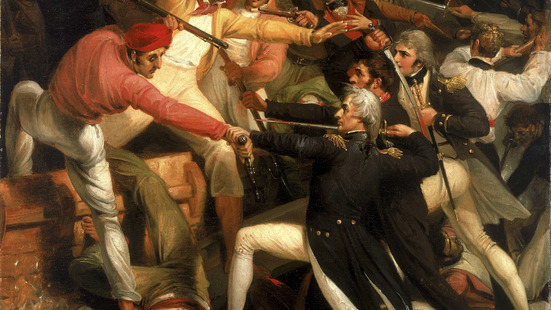 "Nelson se enfrenta a una lancha española el 3 de julio de 1797" (1806), óleo sobre lienzo de Richard Westall (1765-1836)