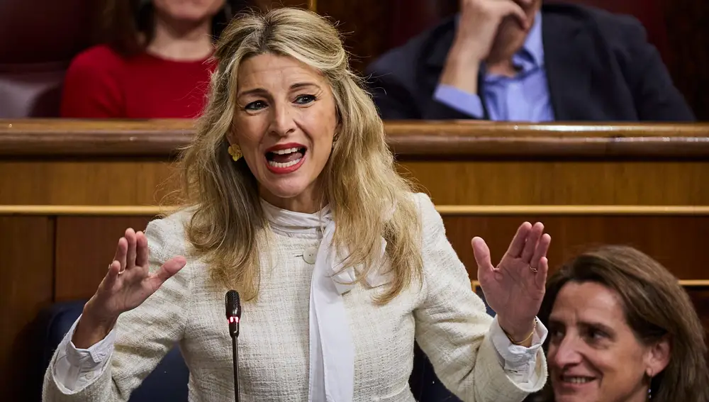 Yolanda Díaz, vicepresidenta segunda y ministra de Trabajo y Economía Social durante la sesión de control al gobierno en el Congreso de los Diputados.