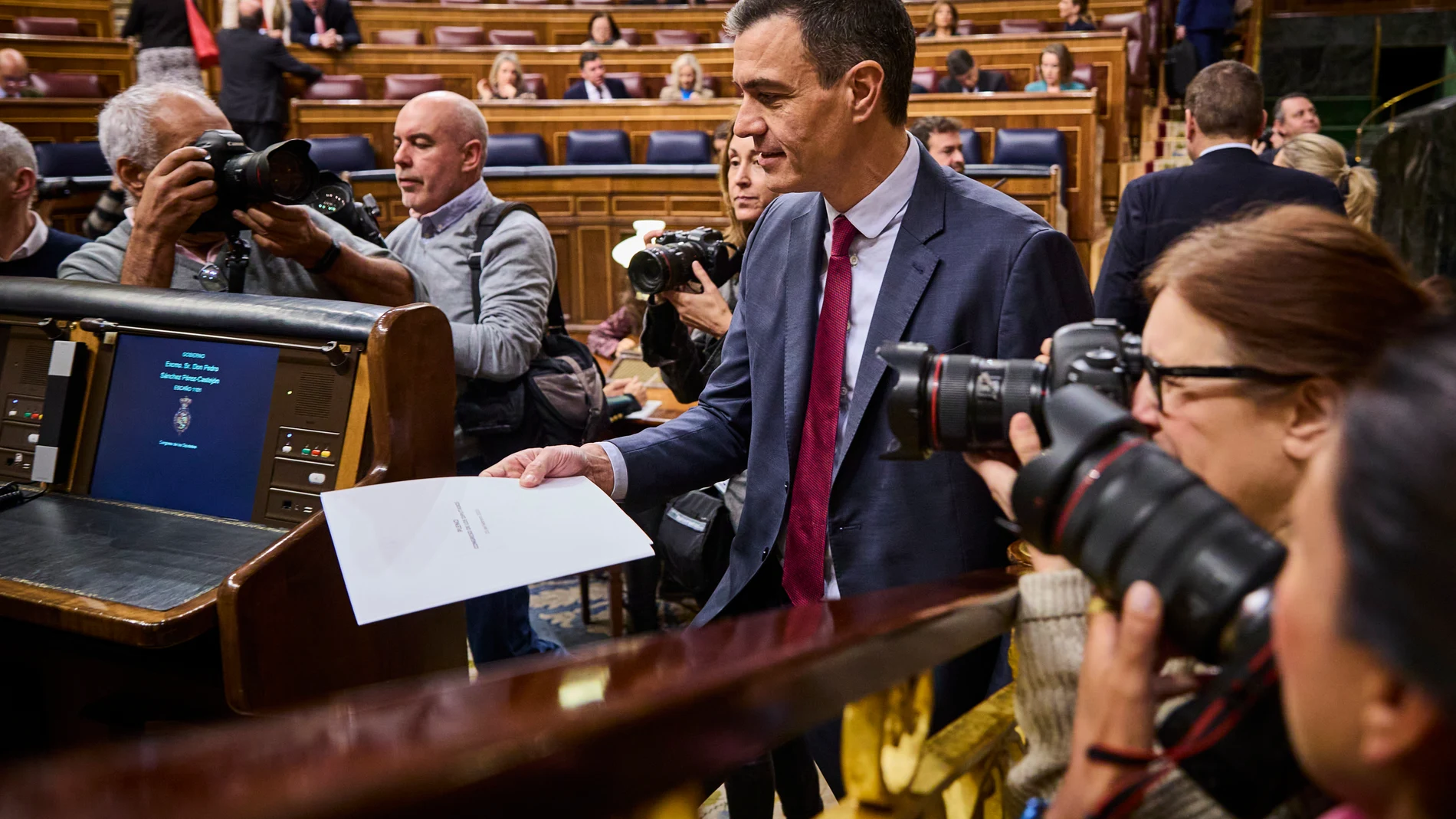 El presidente del gobierno, Pedro Sánchez, durante la sesión de control al gobierno en el Congreso de los Diputados.