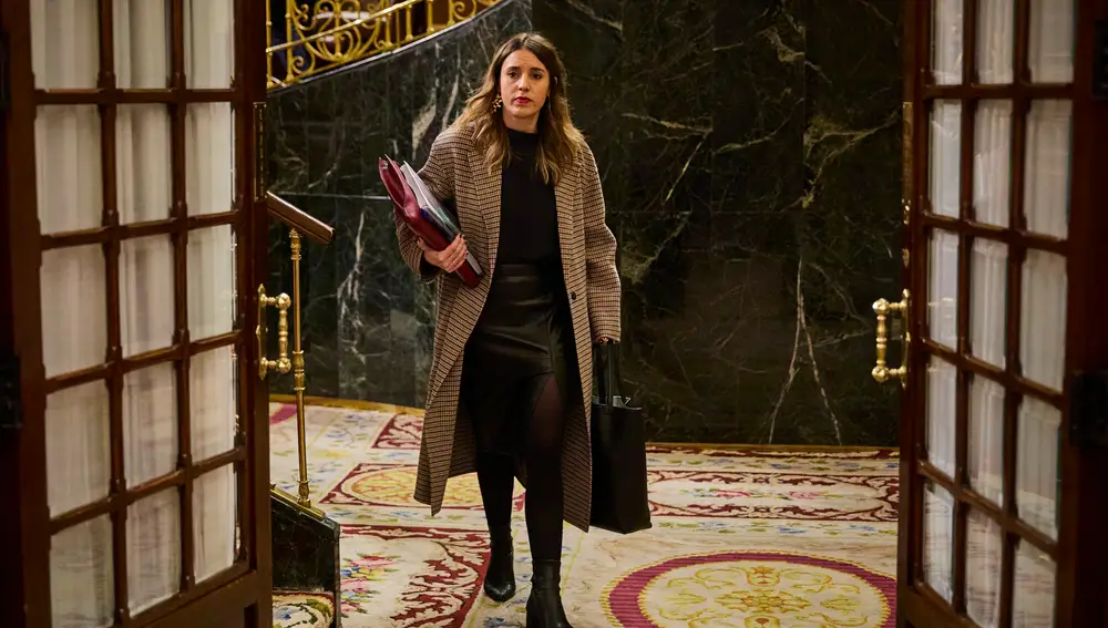 Irene Montero, Ministra de Igualdad durante la sesión de control al gobierno en el Congreso de los Diputados.