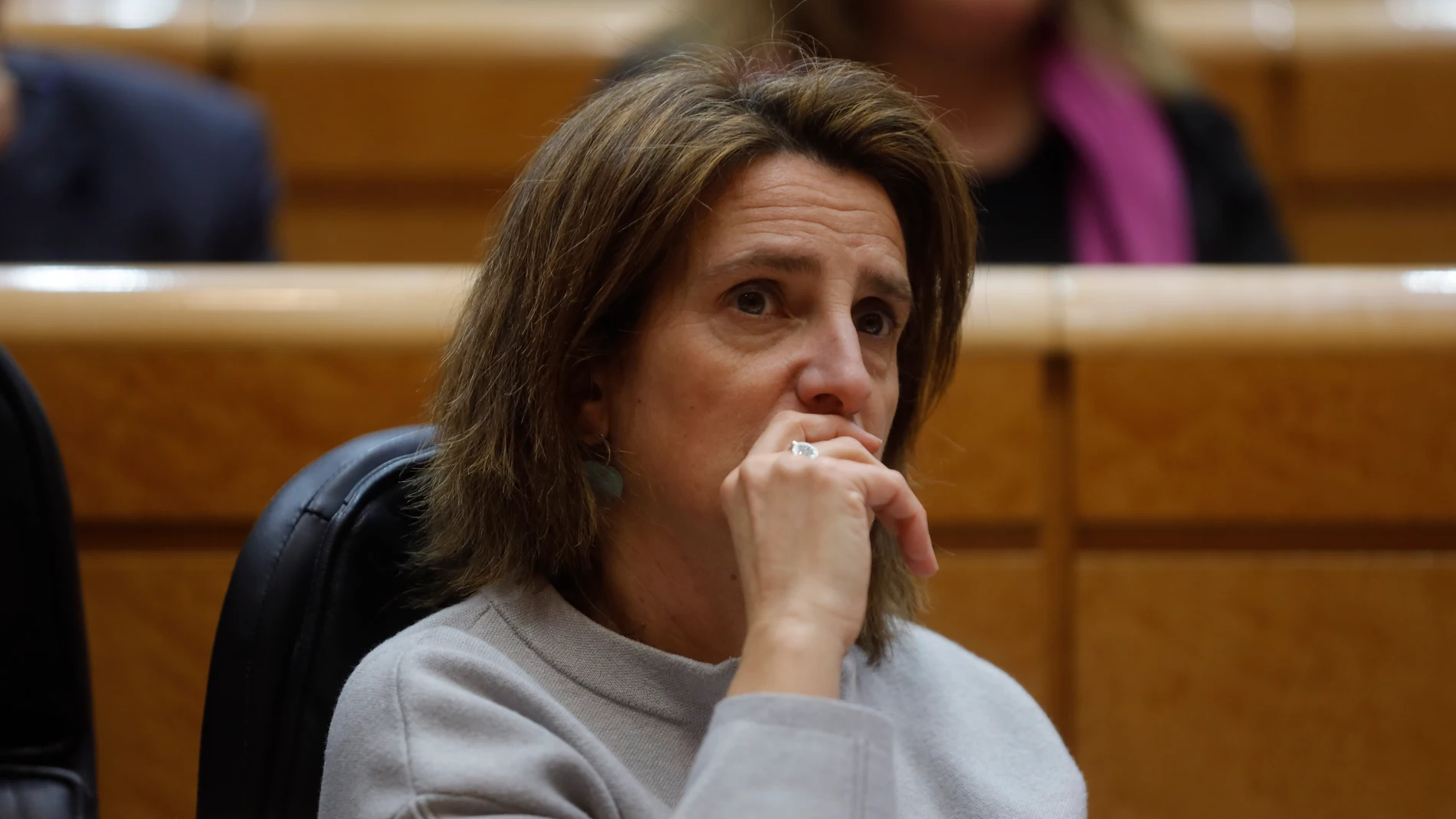 La ministra para la Transición Ecológica, Teresa Ribera, durante la sesión de control que celebra el pleno del Senado.