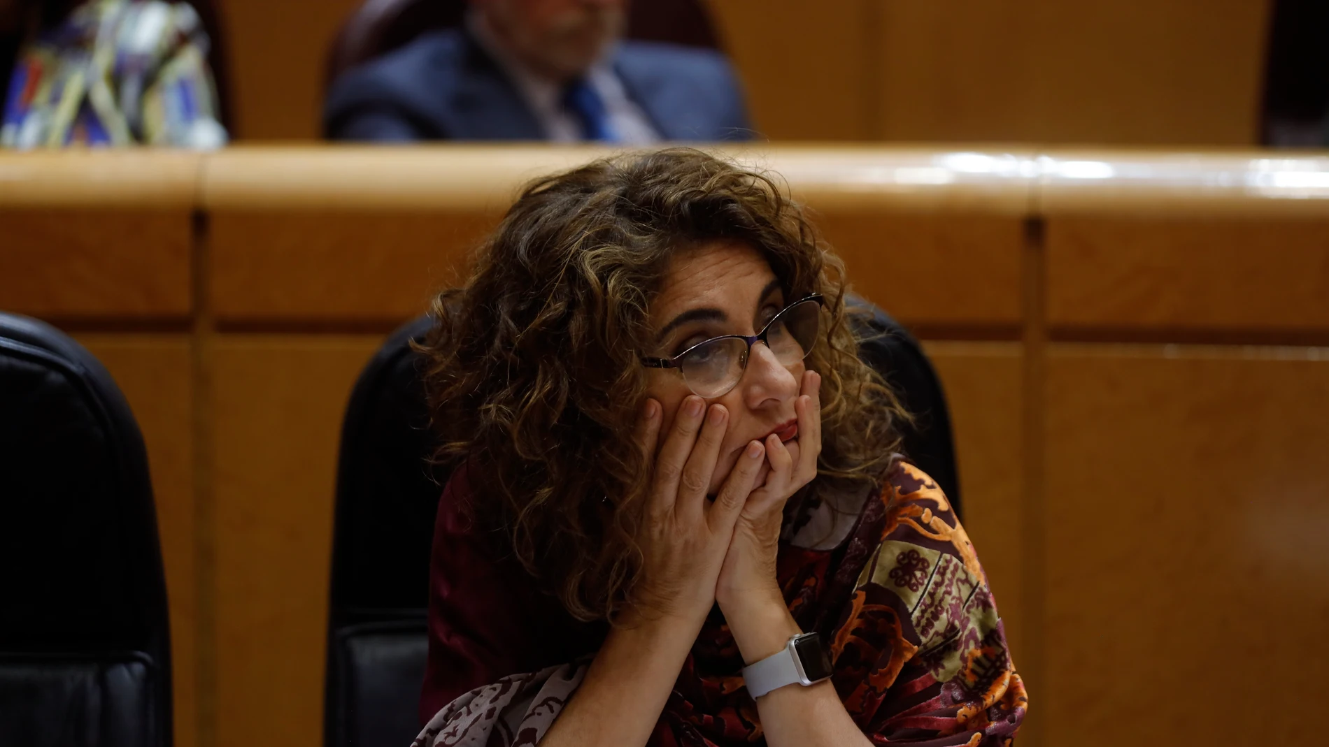 La ministra de Hacienda, María Jesús Montero, durante el pleno del Senado.