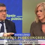 El portavoz del PSOE en el Congreso, Patxi López, durante su entrevista con Susanna Griso en "Espejo Público"