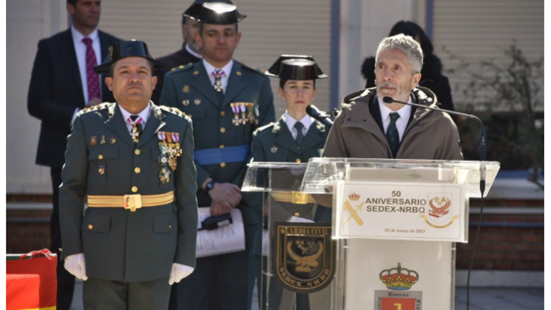 El ministro Marlaska, durante la celebración del acto