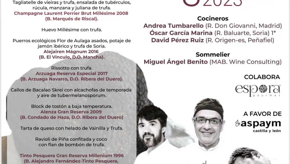 Cartel anunciador de la cena benéfica en favor de Aspaym