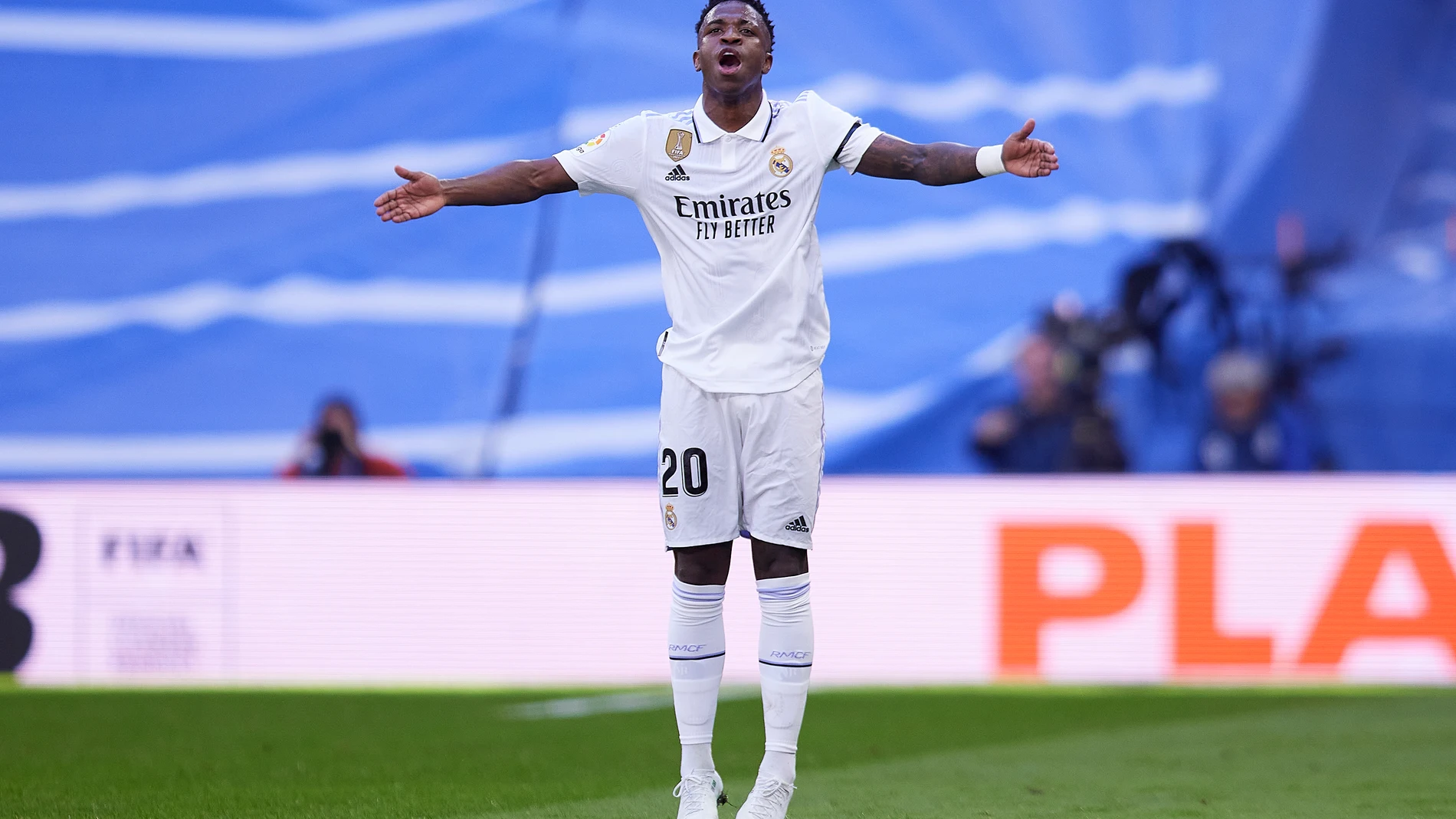 Vinicius, en un momento del partido entre el Real Madrid y el Espanyol