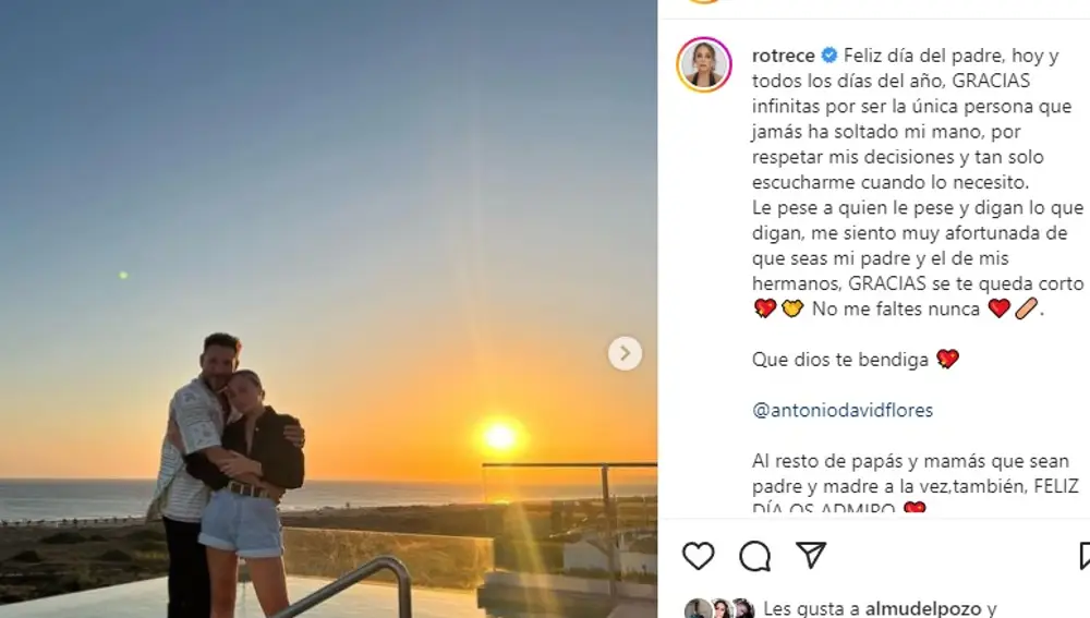 Publicación de Rocío Flores en redes sociales
