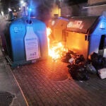 Contenedores ardiendo en Ponferrada