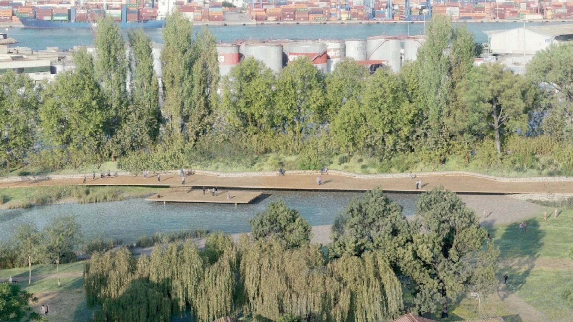 Una línea de arbolado de gran porte tratará de aislar la zona de la contaminación visual y acústica del Puerto