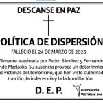 "Esquela" confeccionada por la AVT