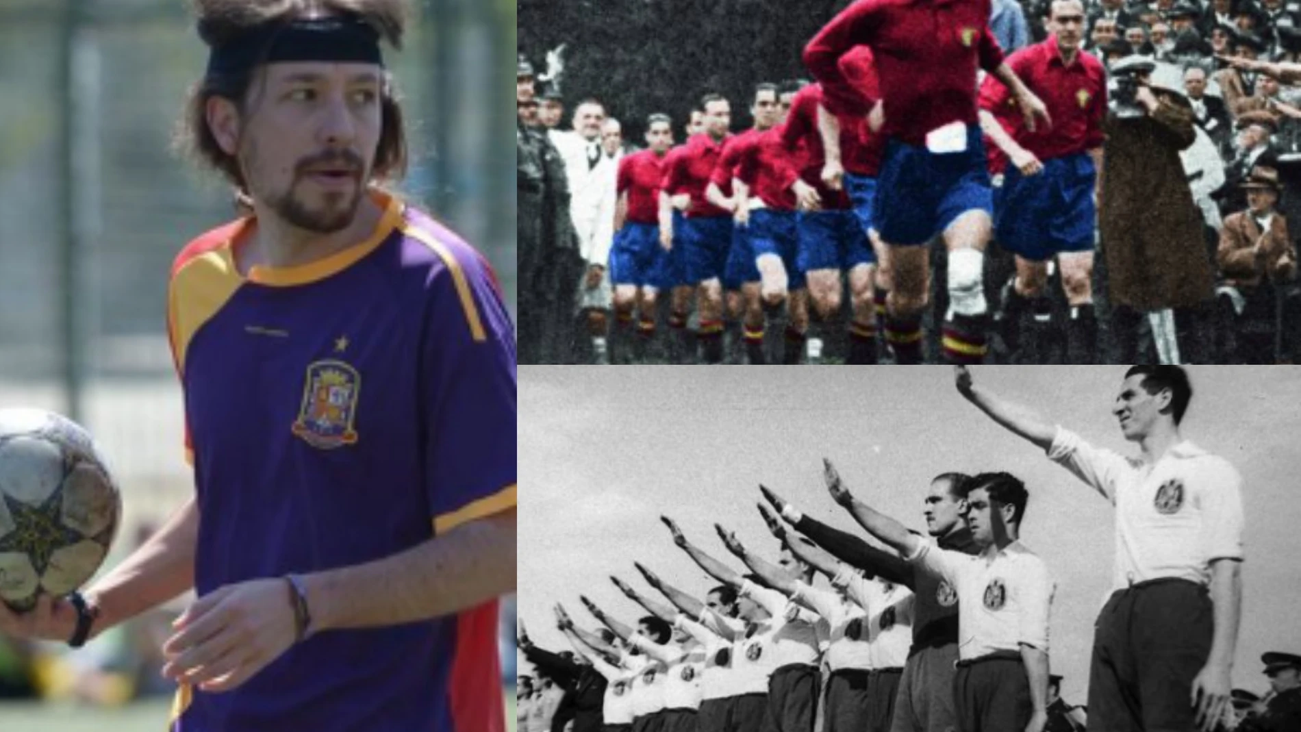La selección española con la República y con franco: El morado, solo en Pablo Iglesias