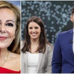 Ana Obregón, Irene Montero y Gabriel Rufián