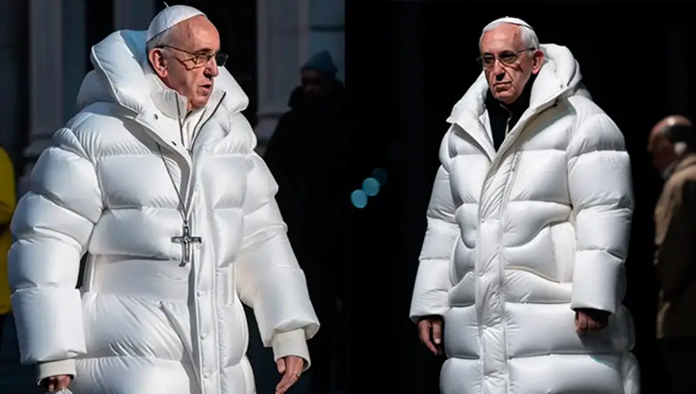 Dos de las imágenes del Papa Francisco creadas por Pablo Xavier con Midjourney.