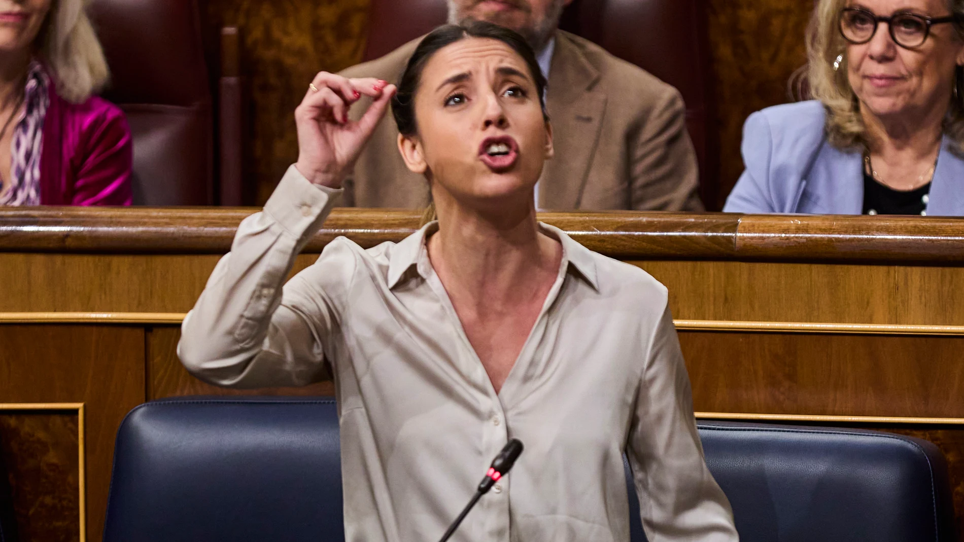 Irene Montero, Ministra de Igualdad durante la sesión de control al gobierno en el Congreso de los Diputados
