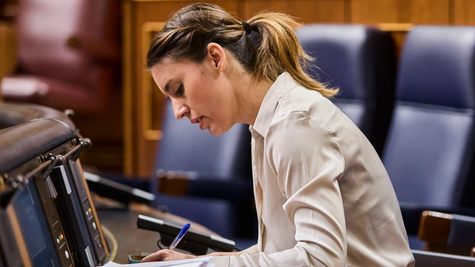 Irene Montero, Ministra de Igualdad durante la sesión de control al gobierno en el Congreso de los Diputados