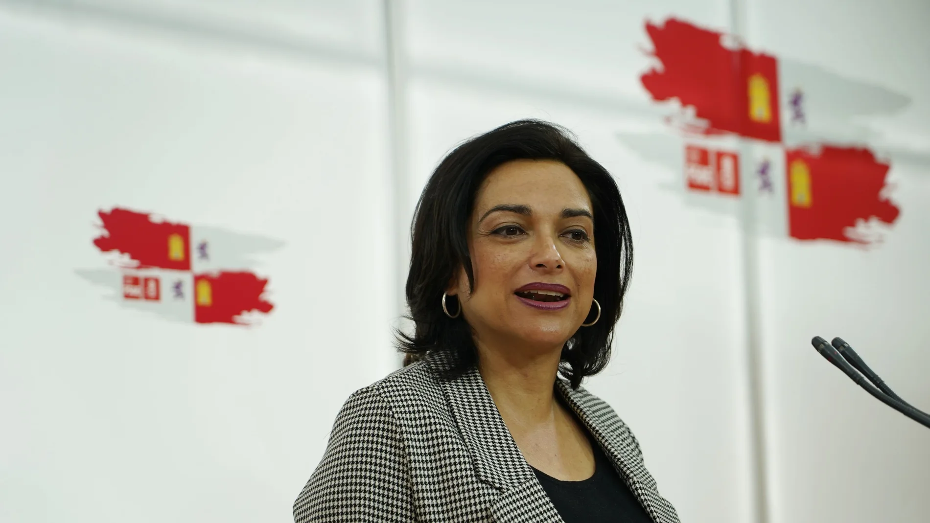 La secretaria de Política Municipal del PSOE de Castilla y León, Alicia Palomo, atiende a la prensa