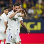 Nacho celebra el gol que le marcó al Cádiz