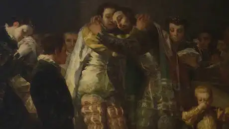 Imagen del óleo de Goya en la Catedral de Valencia que se muestra a San Francisco de Borja antes de ordenarse sacerdote
