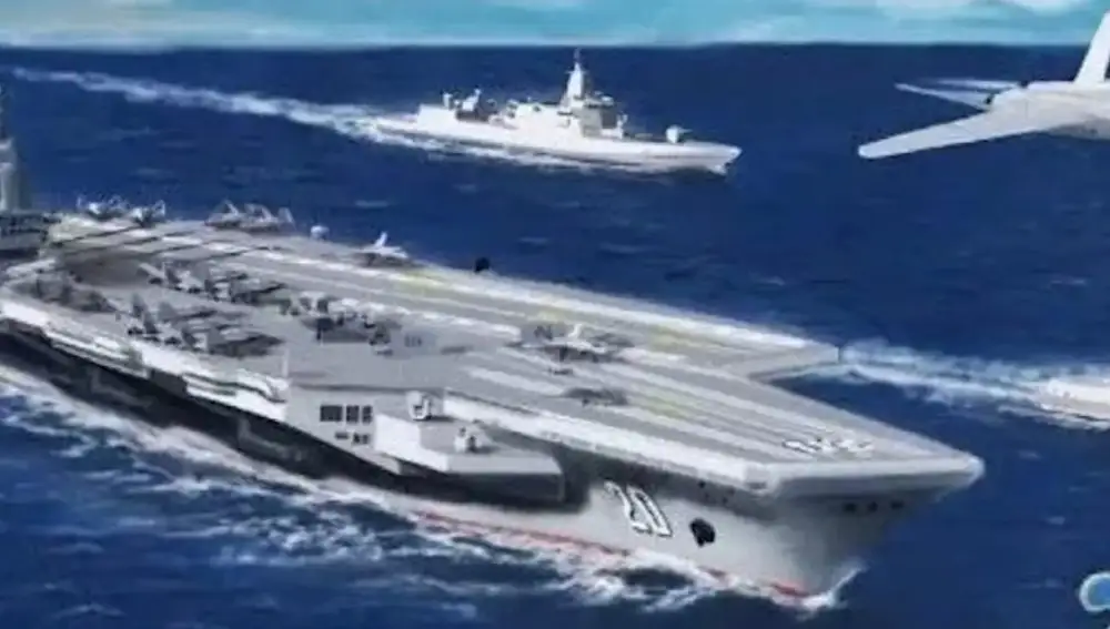 Representación gráfica por ordenador de un portaaviones chino