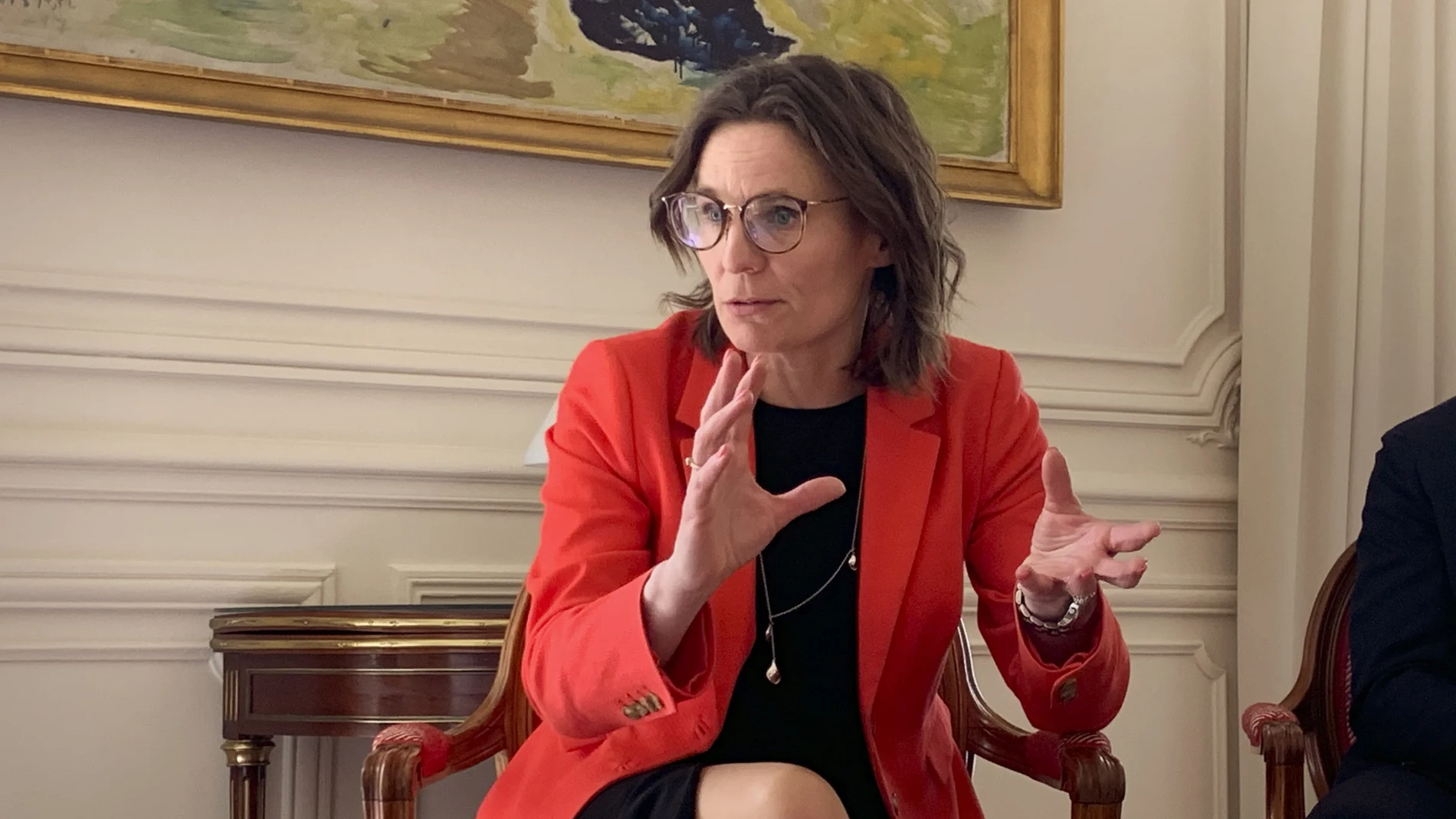 Jessika Roswall, ministra sueca de Asuntos Europeos, durante su visita a Madrid