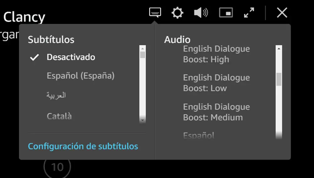 Opciones de Dialogue Boost.