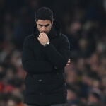 Arteta, pensativo en el partido ante el Southampton
