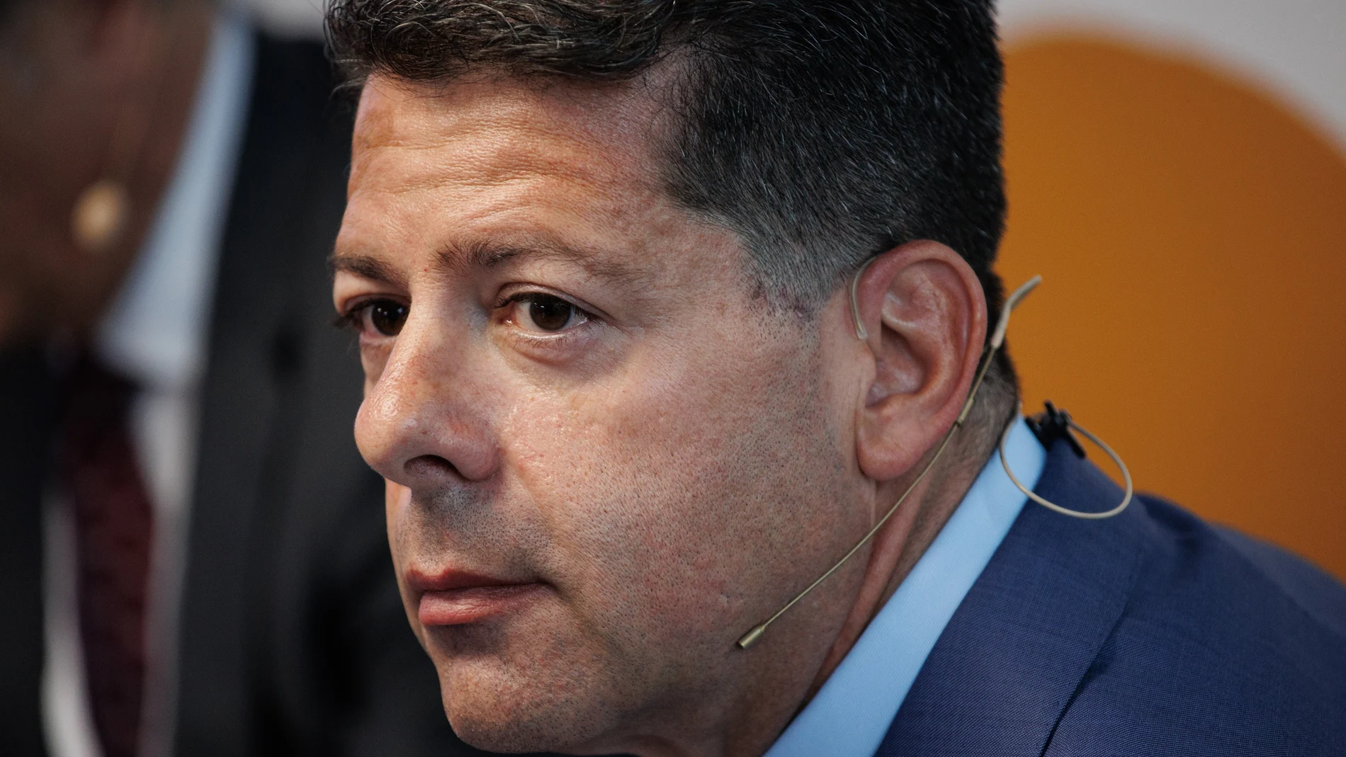 El ministro principal de Gibraltar, Fabian Picardo, durante el III Congreso Nacional de la Sociedad Civil, en el Wizink Center, a 27 de abril de 2023, en Madrid (España).