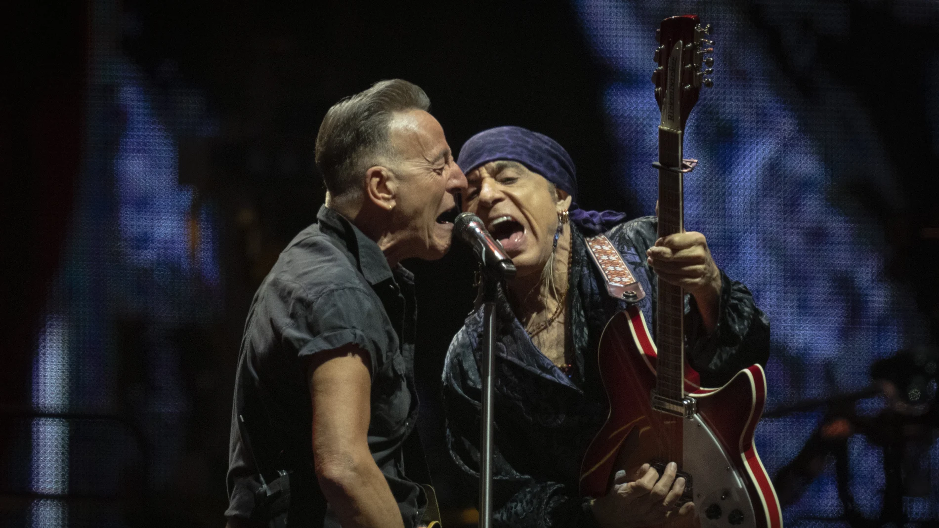 Bruce Springsteen and the E Street Band perform, Friday, April 28, 2023, at the Olympic Stadium of Montjuic in Barcelona, Spain. Bruce Springsteen and The E Street Band kick off a new world tour six years after "The Boss" held his last concert of The River Tour in Australia.