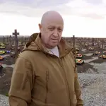 Yevgueni Prigozhin, en un cementerio de mercenarios de Wagner al sur de Rusia