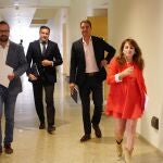 Lo spopulares Raúl d ela Hoz y Ángel Ibáñez llegan a la Junta de portavoces junto a los socialistas Ángel Hernández y Patricia Gómez