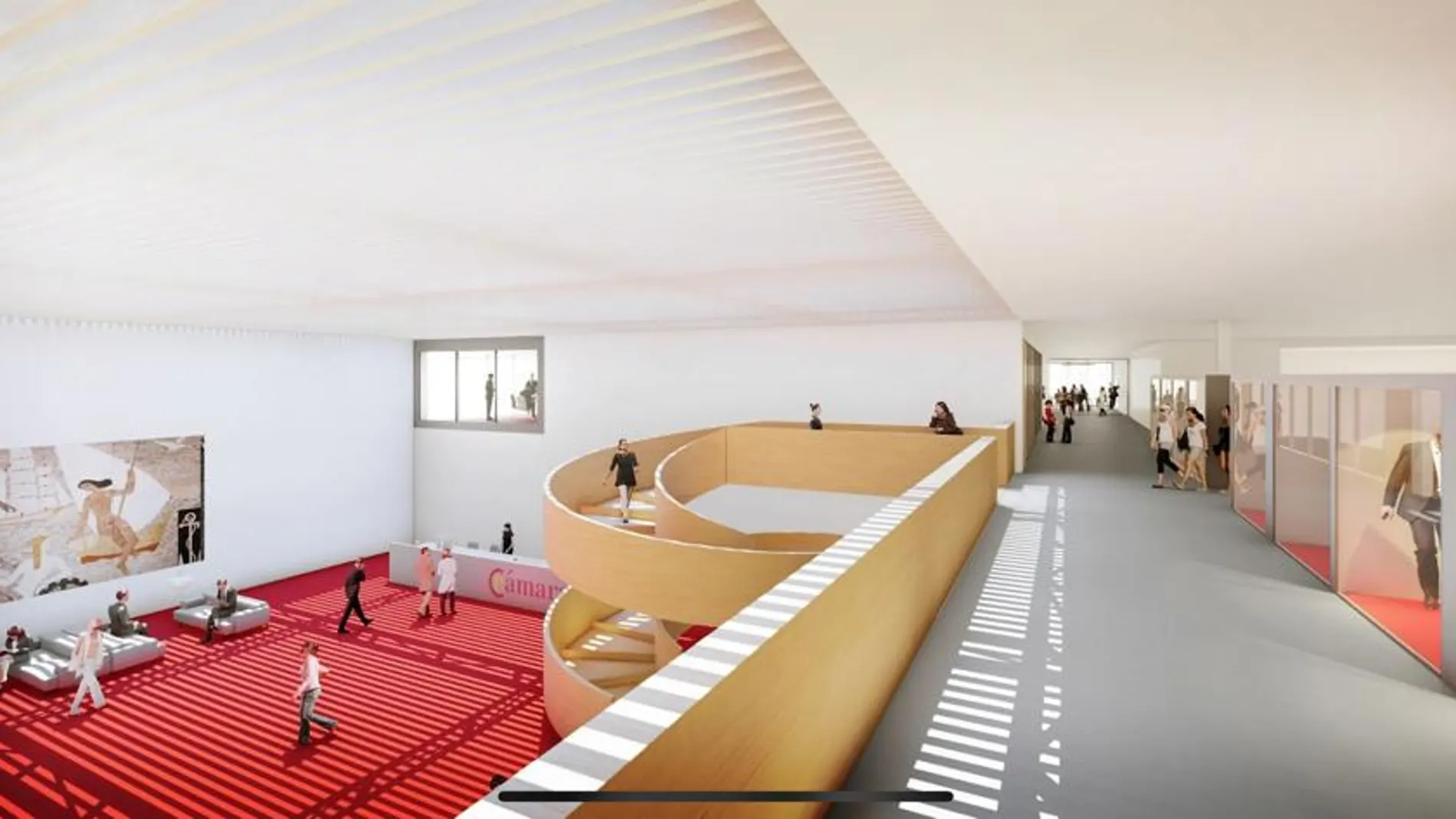 Recreación del interior de la nueva sede de la Cámara de Comercio de Alicante