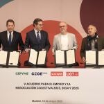Firma del V Acuerdo para la subida salarial entre CEOE, CEPYME, CCOO y UGT 